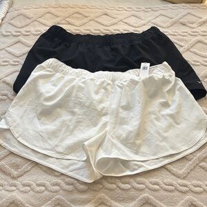 Old Navy Women's Elastic Waist Running Shorts - 2Pair - White and Black - size L
